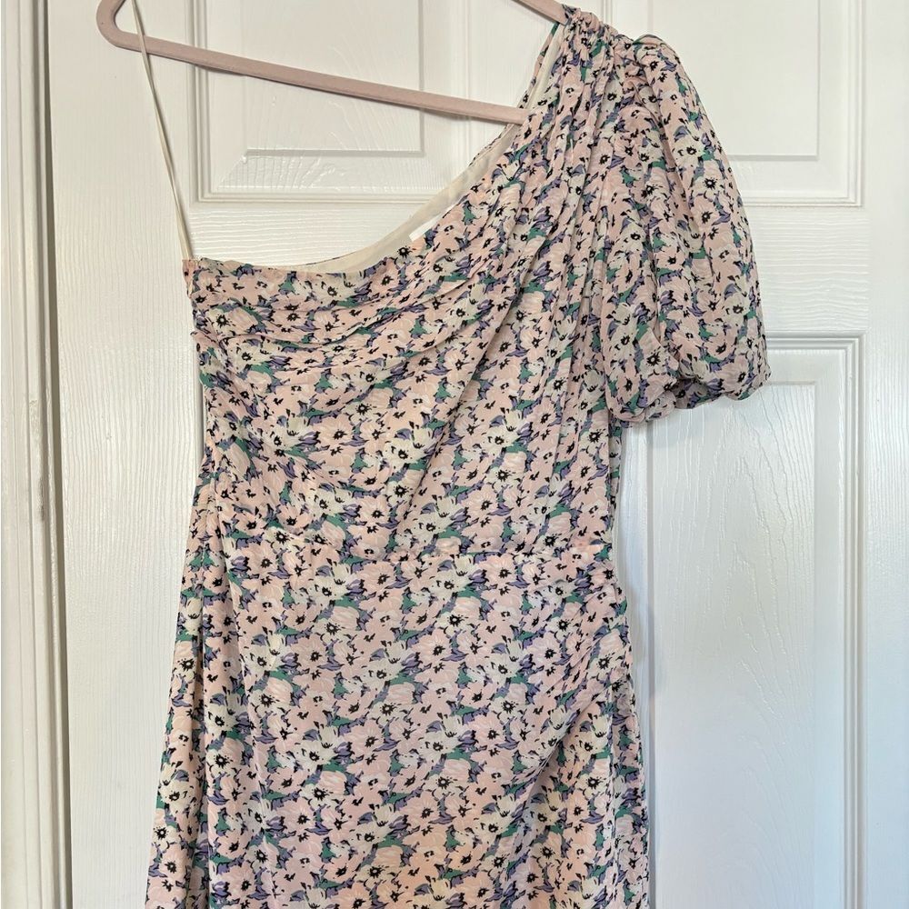 Astr One-Shoulder Floral Dress - White and Blue - Picture 10 of 14